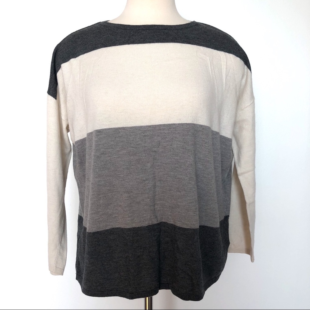 JOIE Striped Lightweight Crew Neck Sweater